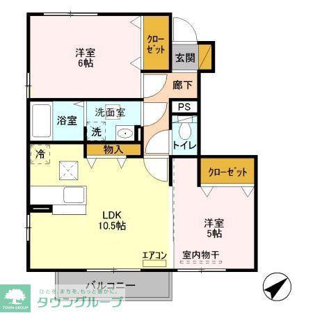 ハイブリッジI(2LDK/1階)の間取り写真