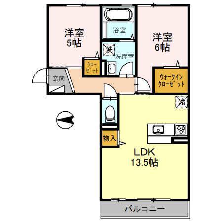 ドミールヨシダ トロワ(2LDK/2階)の間取り写真