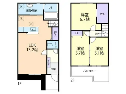 グラシア A(3LDK/1階)の間取り写真