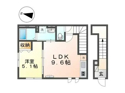 GRAN LUCE(1LDK/2階)の間取り写真