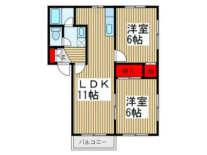 プロパティメゾン(2LDK/2階)の間取り写真