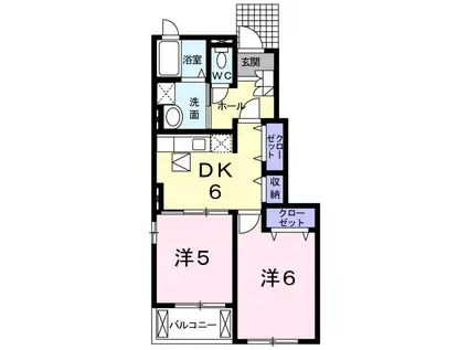 グランド-ルET A(2DK/1階)の間取り写真