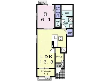 サウスラポール II(1LDK/1階)の間取り写真