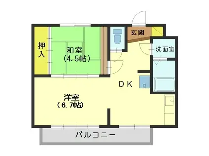 パストラル布瀬(2DK/3階)の間取り写真