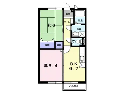 アルカディア(2DK/2階)の間取り写真