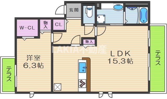 セジュールコートあべのSR(1LDK/2階)の間取り写真