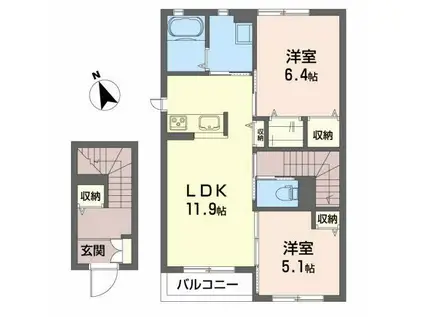 エスプレンドールK(2LDK/2階)の間取り写真