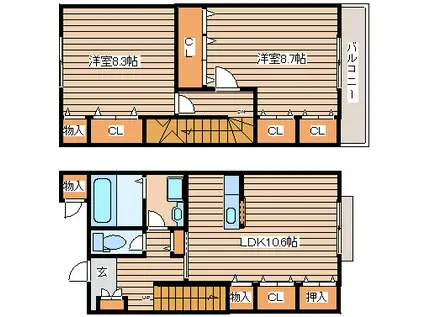 フェニックス本木 壱(2LDK/1階)の間取り写真
