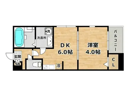 ハーモニーテラス大和田II(1DK/3階)の間取り写真