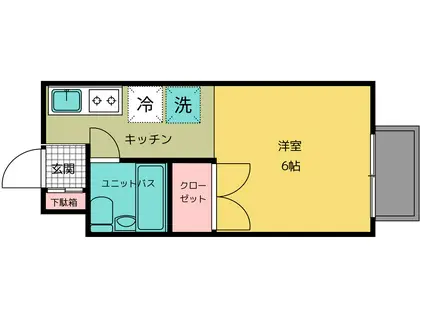 ベルシオン白山(1K/2階)の間取り写真