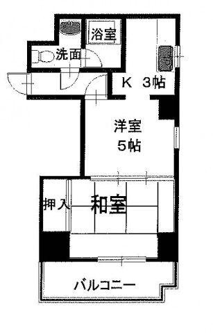 ハイネス住吉(1DK/2階)の間取り写真