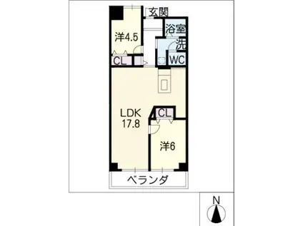 ロイヤルシティ押切(2LDK/2階)の間取り写真