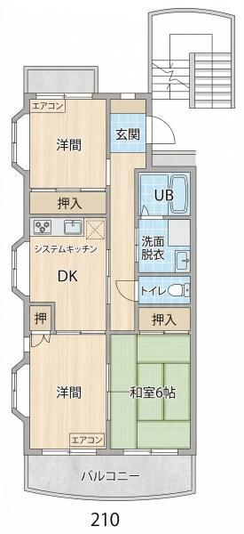 ペアシティ久喜壱番館(3DK/2階)の間取り写真