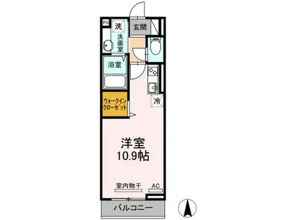 ヴィラパティオC(ワンルーム/3階)の間取り写真