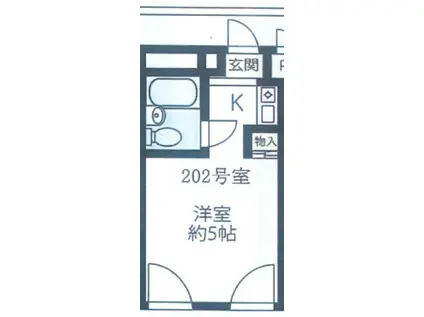 SRコーポ(ワンルーム/2階)の間取り写真