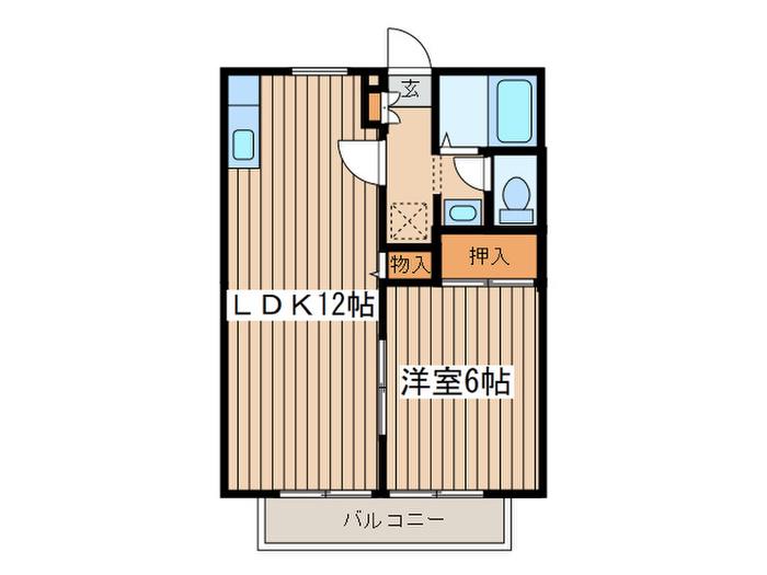 ハイツM5(1LDK/2階)の間取り写真