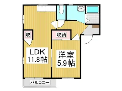 ドミールのぞみB(1LDK/2階)の間取り写真