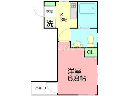 プリメーロ湘南(1K/3階)の間取り写真