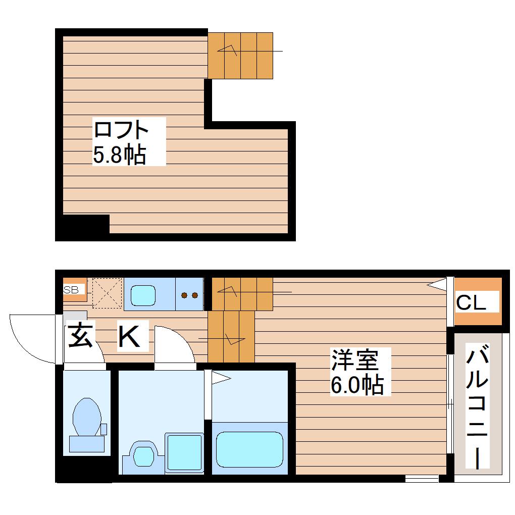 CEDRE 薬師堂(1K/1階)の間取り写真