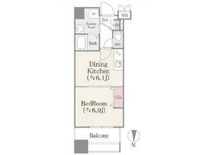 クレアールフレスカ(1DK/6階)の間取り写真