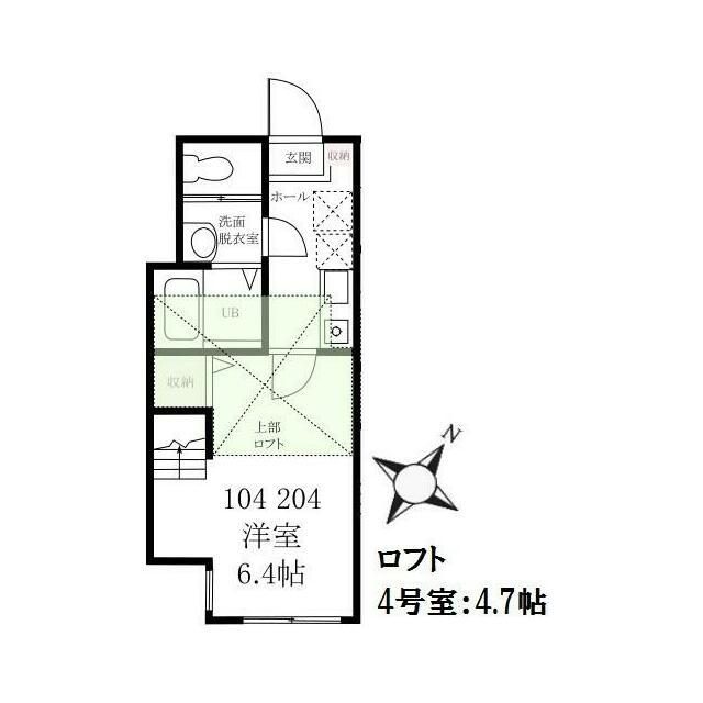 ハーミットクラブハウス踊場(1K/2階)の間取り写真