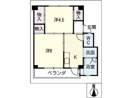ビレッジハウス境松 2号棟(2K/3階)の間取り写真
