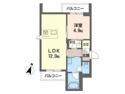 ベレオ ブリーゼ(1LDK/2階)の間取り写真