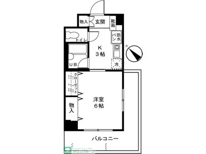 アーバンハイツ土志田(1K/4階)の間取り写真