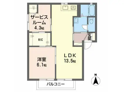カサベルデAB(1SLDK/2階)の間取り写真