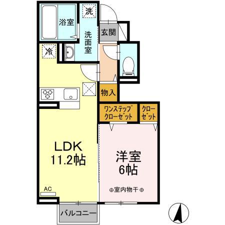 ヴィラ湯長谷 A(1LDK/1階)の間取り写真