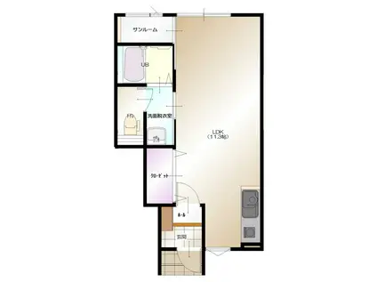 D-BOX馬替(ワンルーム/1階)の間取り写真