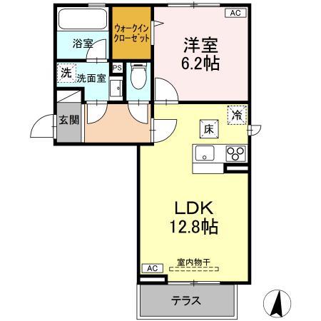 DーROOM新白河 II(1LDK/2階)の間取り写真