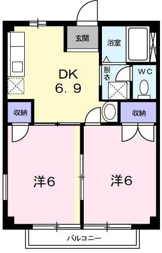アクティブ高橋A(2DK/1階)の間取り写真