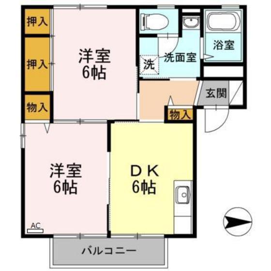 エイトタウン北(2DK/2階)の間取り写真