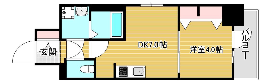 エスリード弁天町グロリア(1DK/10階)の間取り写真