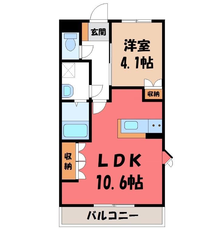 グレイスヴィラ(1LDK/2階)の間取り写真