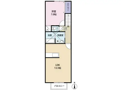 モデラート(1LDK/2階)の間取り写真