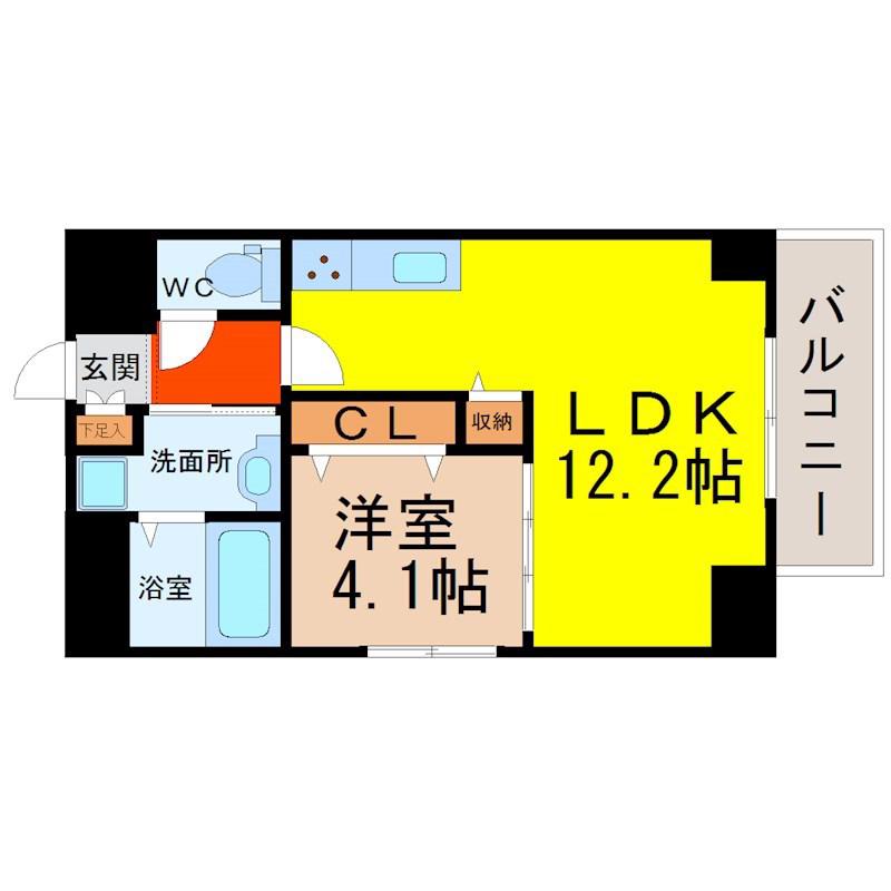 GRANDUKE新栄(1LDK/4階)の間取り写真