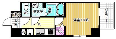 ベクス福島(1K/2階)の間取り写真