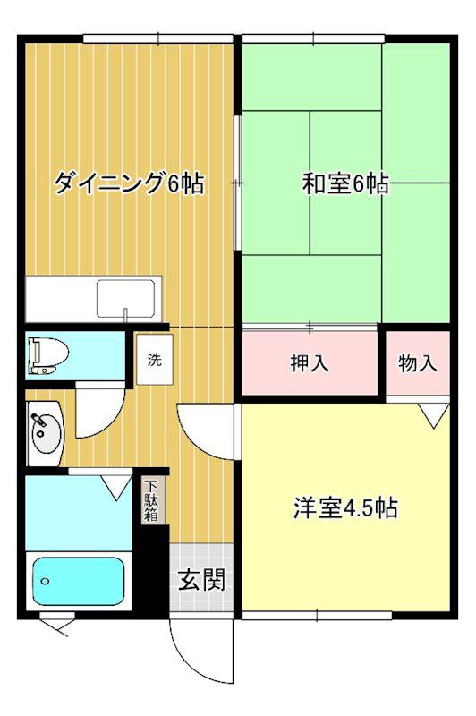 ふらわぁコーポ(2DK/2階)の間取り写真