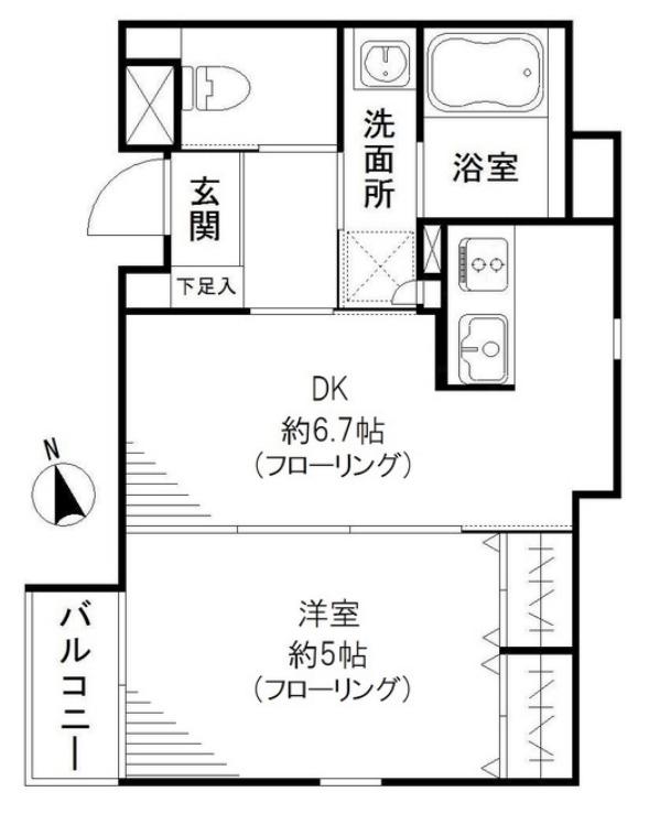 リベルタ東新宿(1DK/4階)の間取り写真