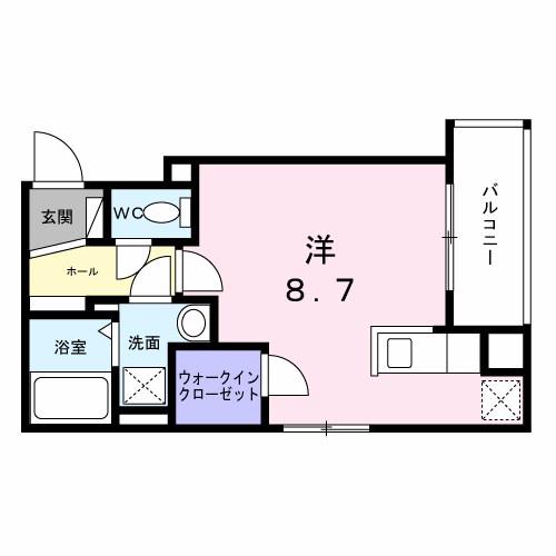 ヒカルサ明石南王子(ワンルーム/2階)の間取り写真