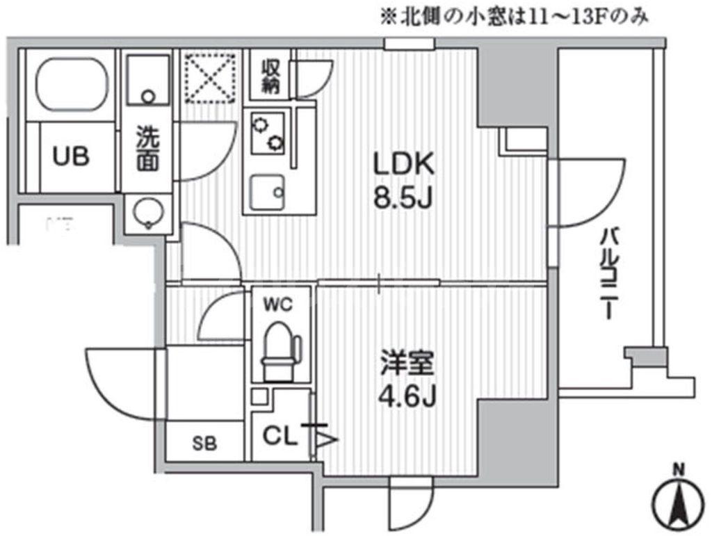 WEAVE BASE -UENO ノース(1LDK/9階)の間取り写真