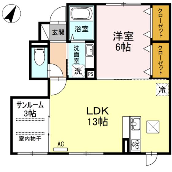 ソラーナ(1LDK/1階)の間取り写真