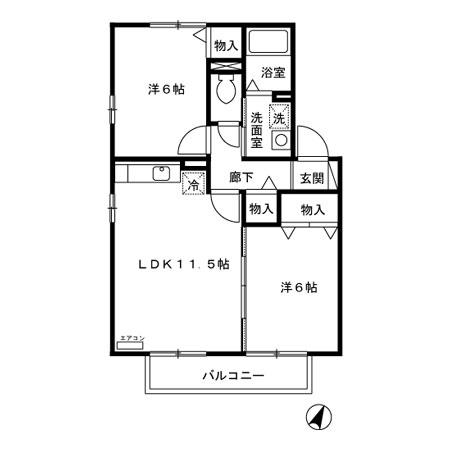 マーヴェラス SAKURA(2LDK/2階)の間取り写真