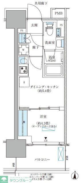 パークアクシス西大島コンフォートスクエア(1DK/11階)の間取り写真
