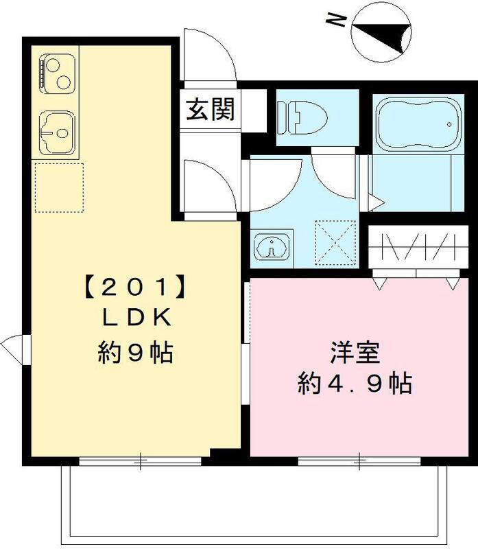 アルベロ石神井公園(1LDK/2階)の間取り写真