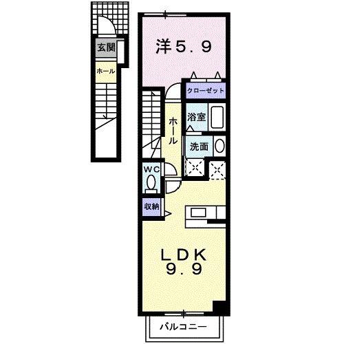 メゾンドピーノ(1LDK/2階)の間取り写真