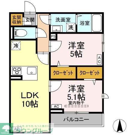 セントハイランド石神井(2LDK/2階)の間取り写真