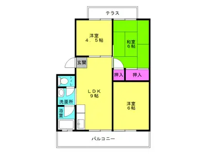 ハイツ神楽田(3LDK/2階)の間取り写真